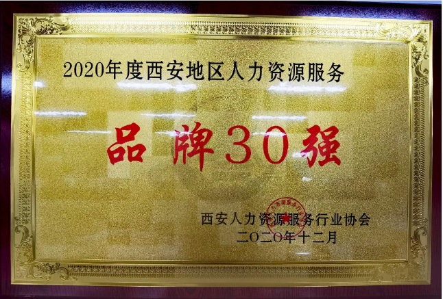 2020年西安地區人力資源服務品牌30強